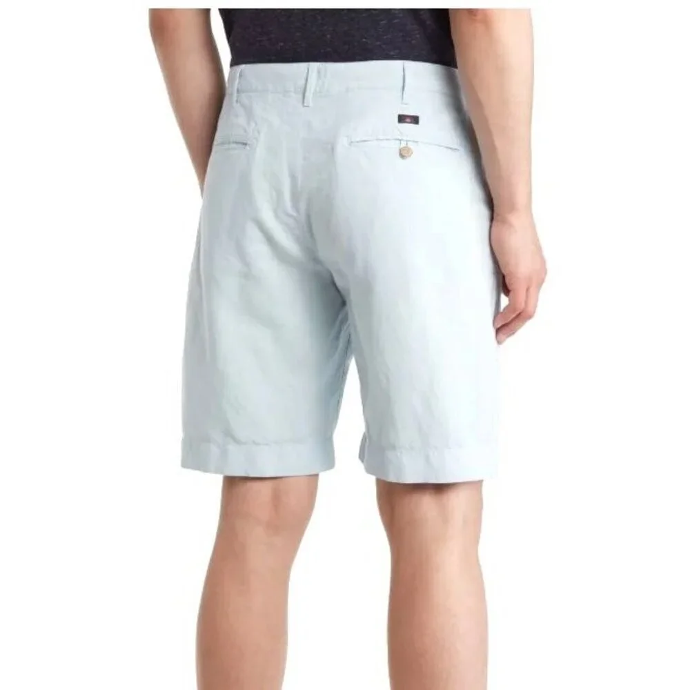 Faherty Mens Malibu Blue High Rise Linen Cotton Pockets Chino Shorts Sz 40 New